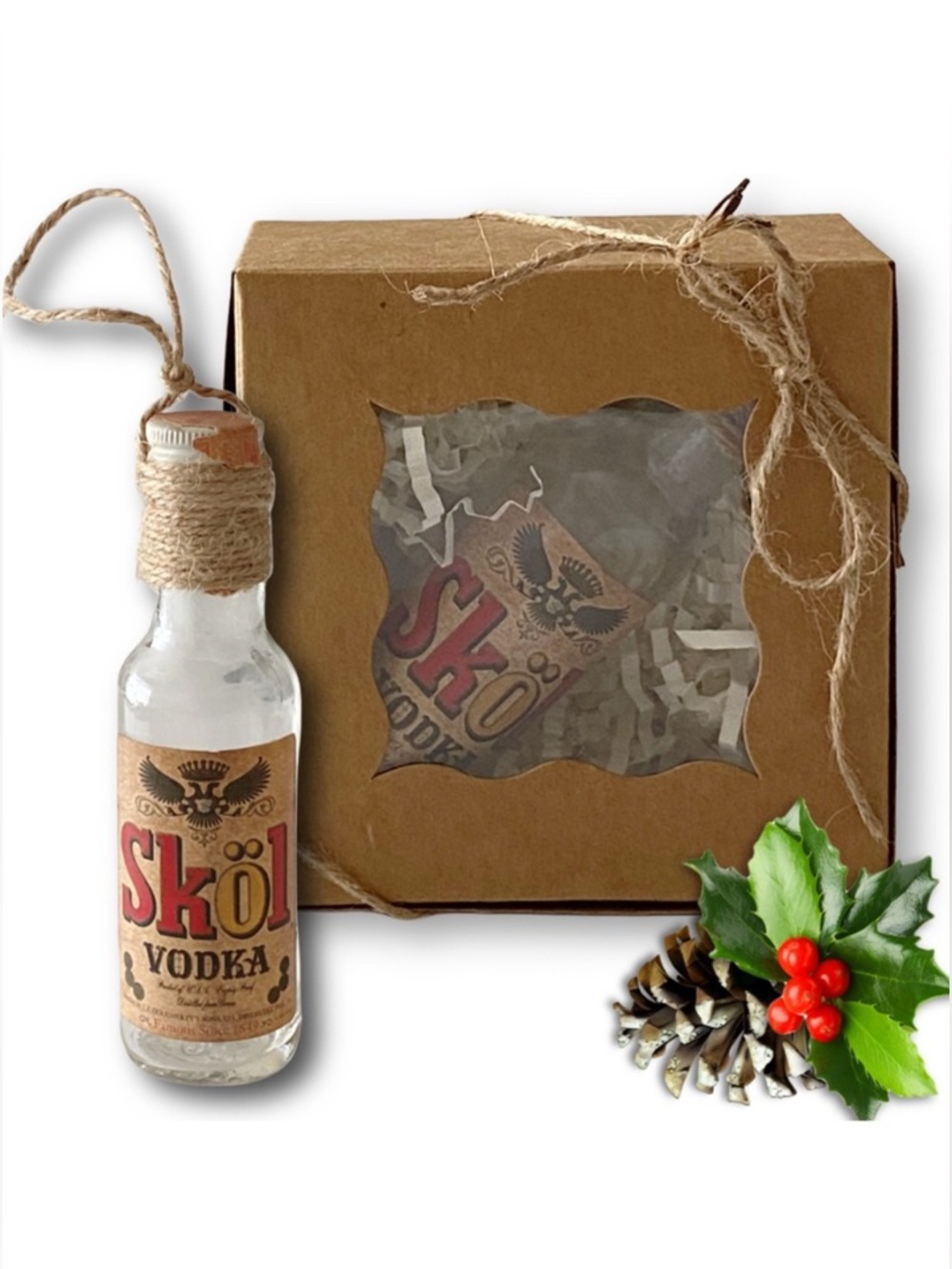 Skol Vodka Artisan Vintage Miniature Glass Bottle Unique Ornament